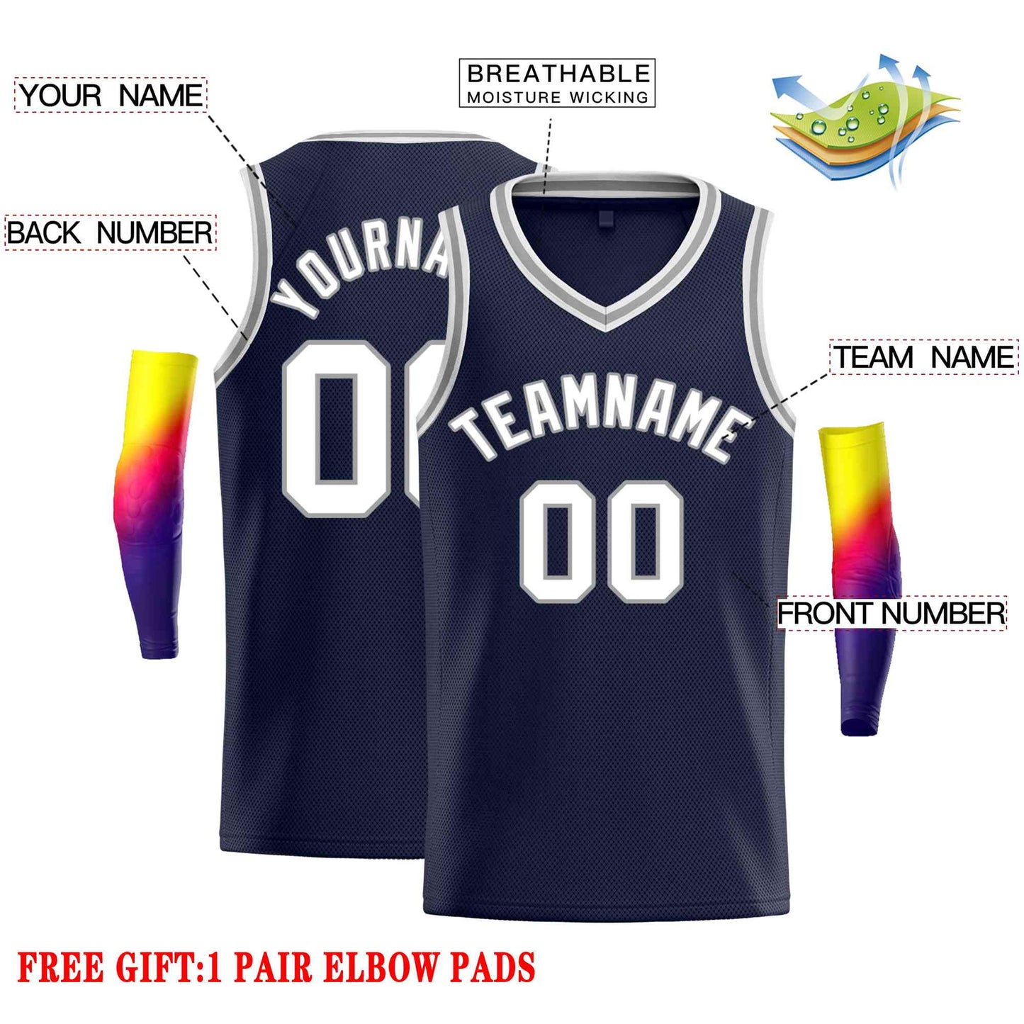 Custom Navy White-Gray Classic Tops Men Casual Basketball Jersey Limited
