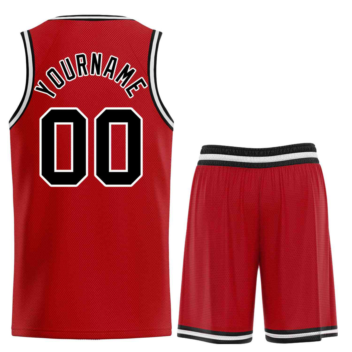 Custom Red Black-White Classic Sets Curved Basketball Jersey Limited
