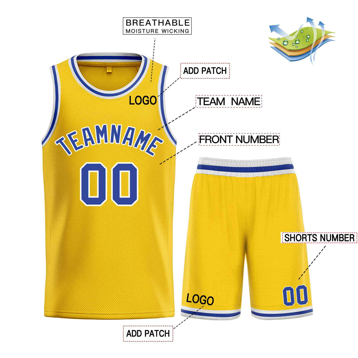 Custom Yellow Royal-White Bull Classic Sets Basketball Jersey Limited