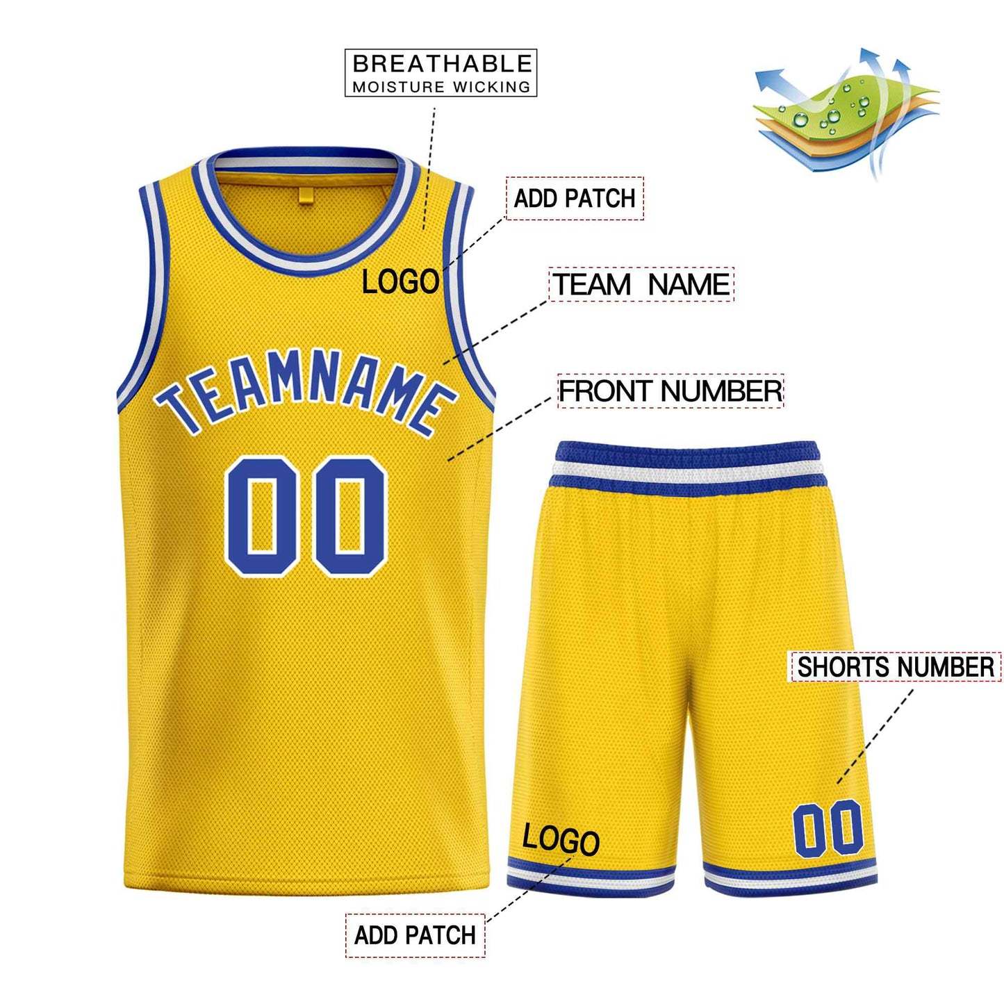 Custom Yellow Royal-White Bull Classic Sets Basketball Jersey Limited