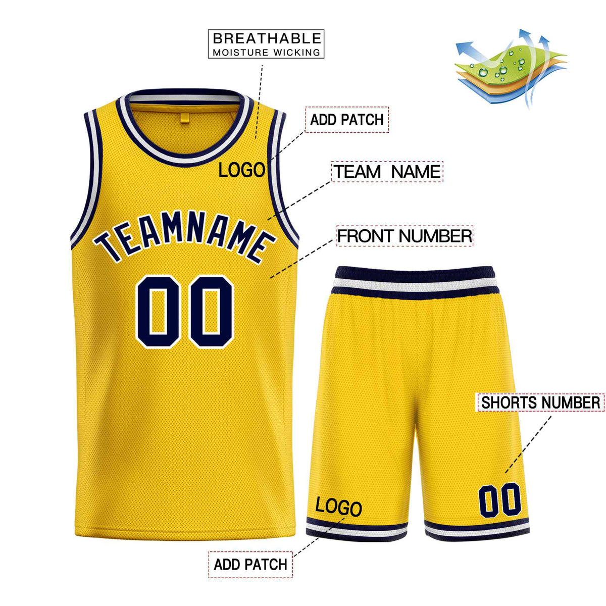 Custom Yellow Navy-White Bull Classic Sets Basketball Jersey Limited