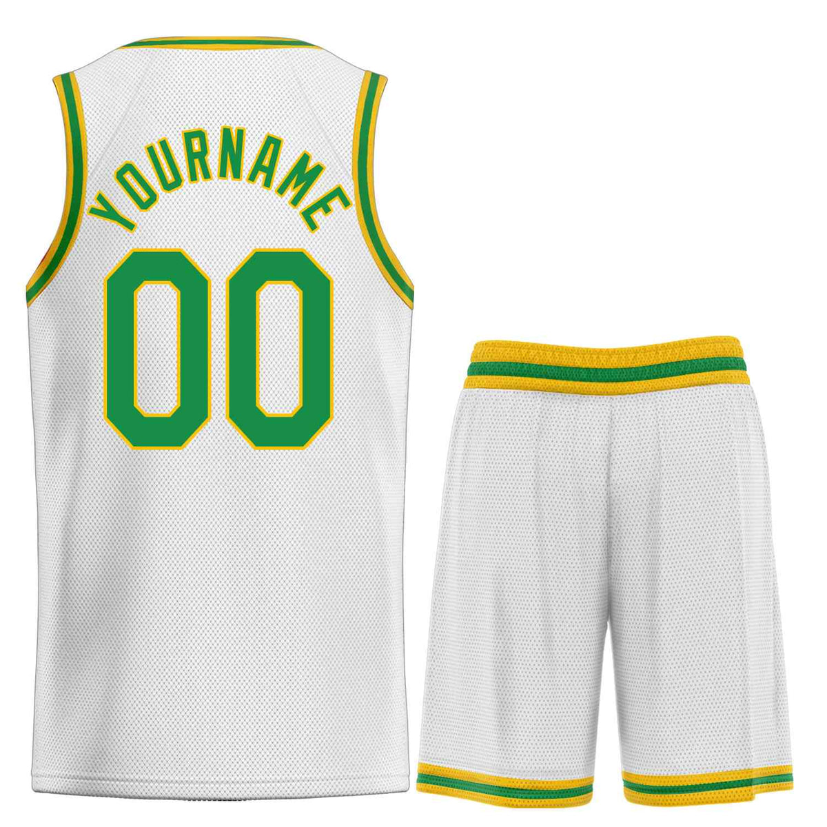Custom White Green-Yellow Heal Sports Uniform Classic Sets Basketball Jersey Limited