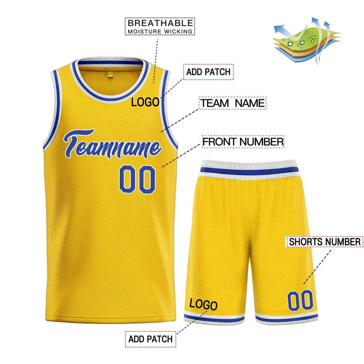 Custom Yellow Royal-White Heal Sports Uniform Classic Sets Basketball Jersey Limited