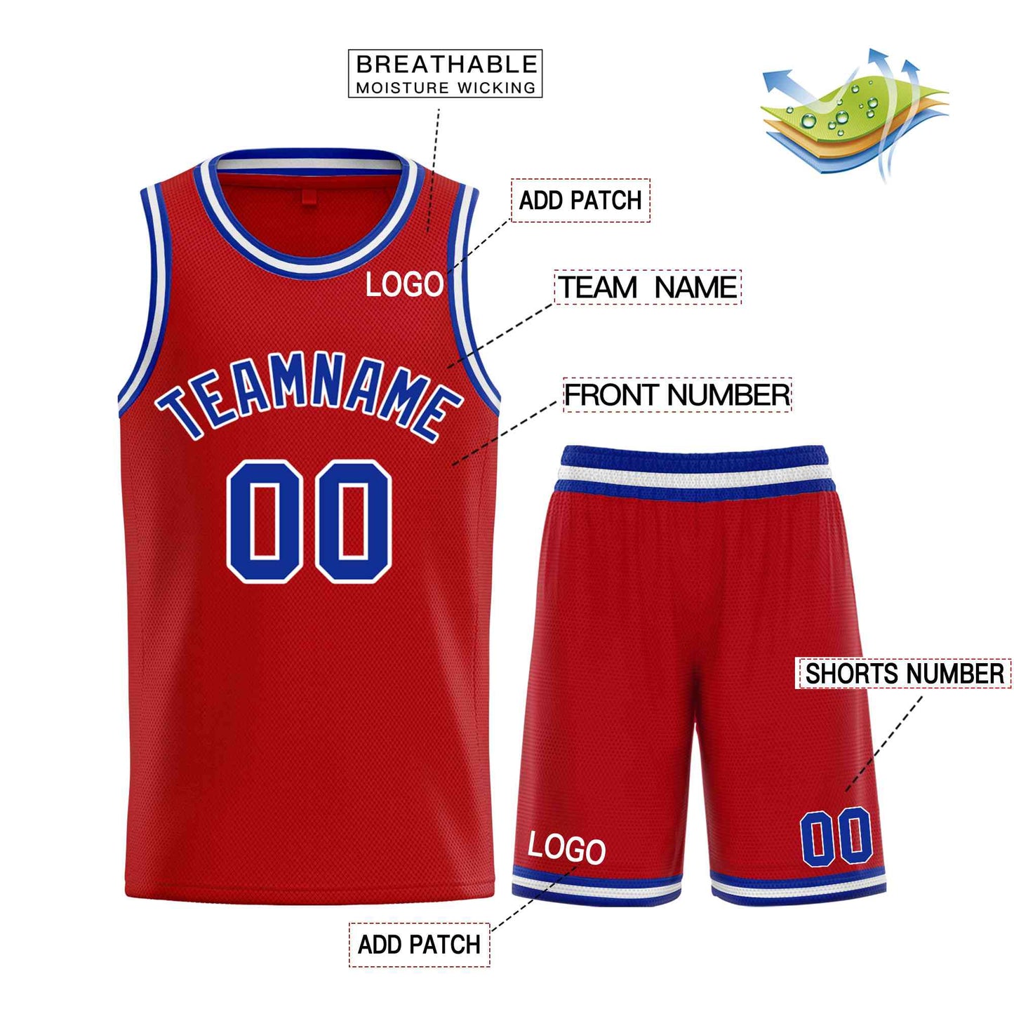 Custom Red Royal-White Classic Sets Curved Basketball Jersey Limited