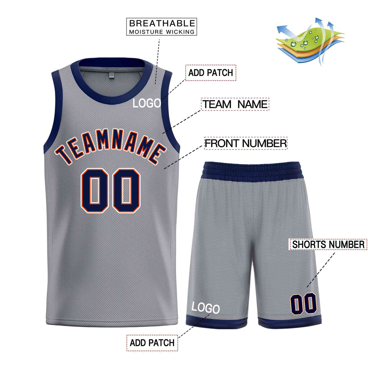 Custom Dark Gray Navy-Orange Classic Sets Bull Basketball Jersey Limited