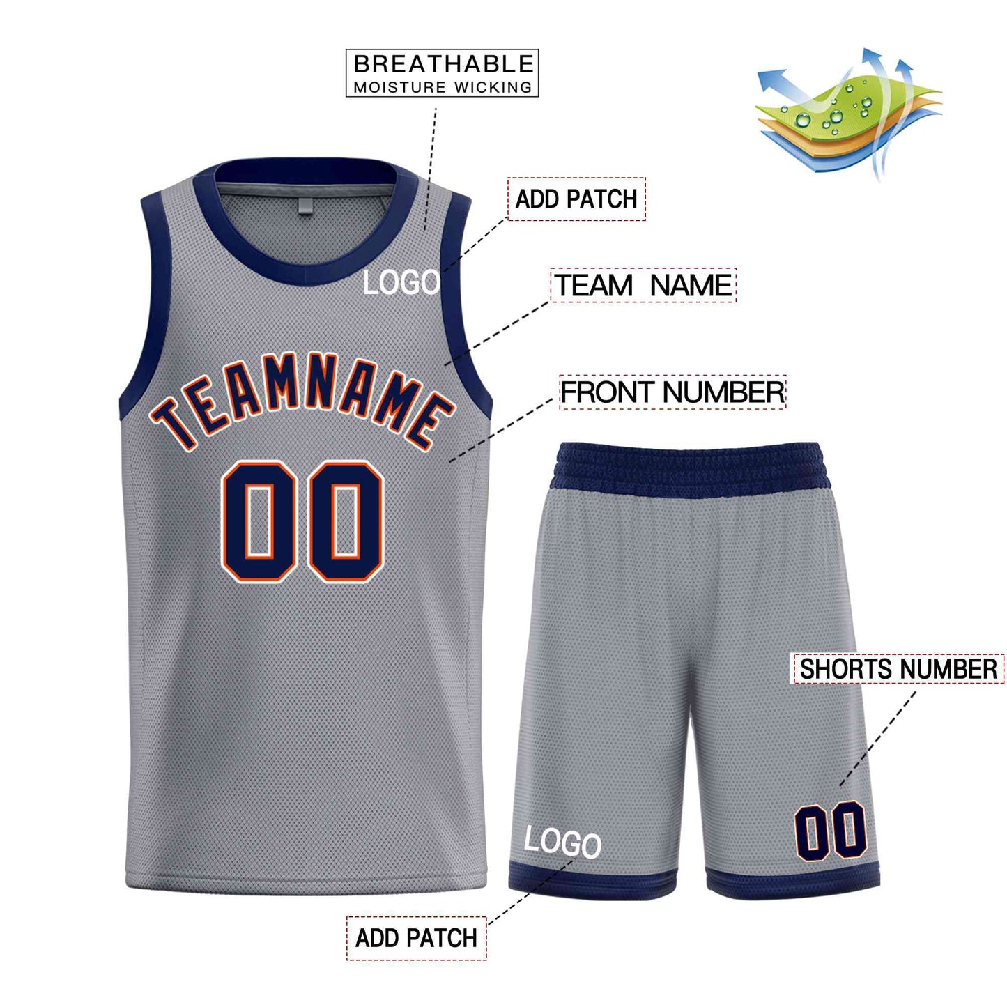 Custom Dark Gray Navy-Orange Classic Sets Bull Basketball Jersey Limited