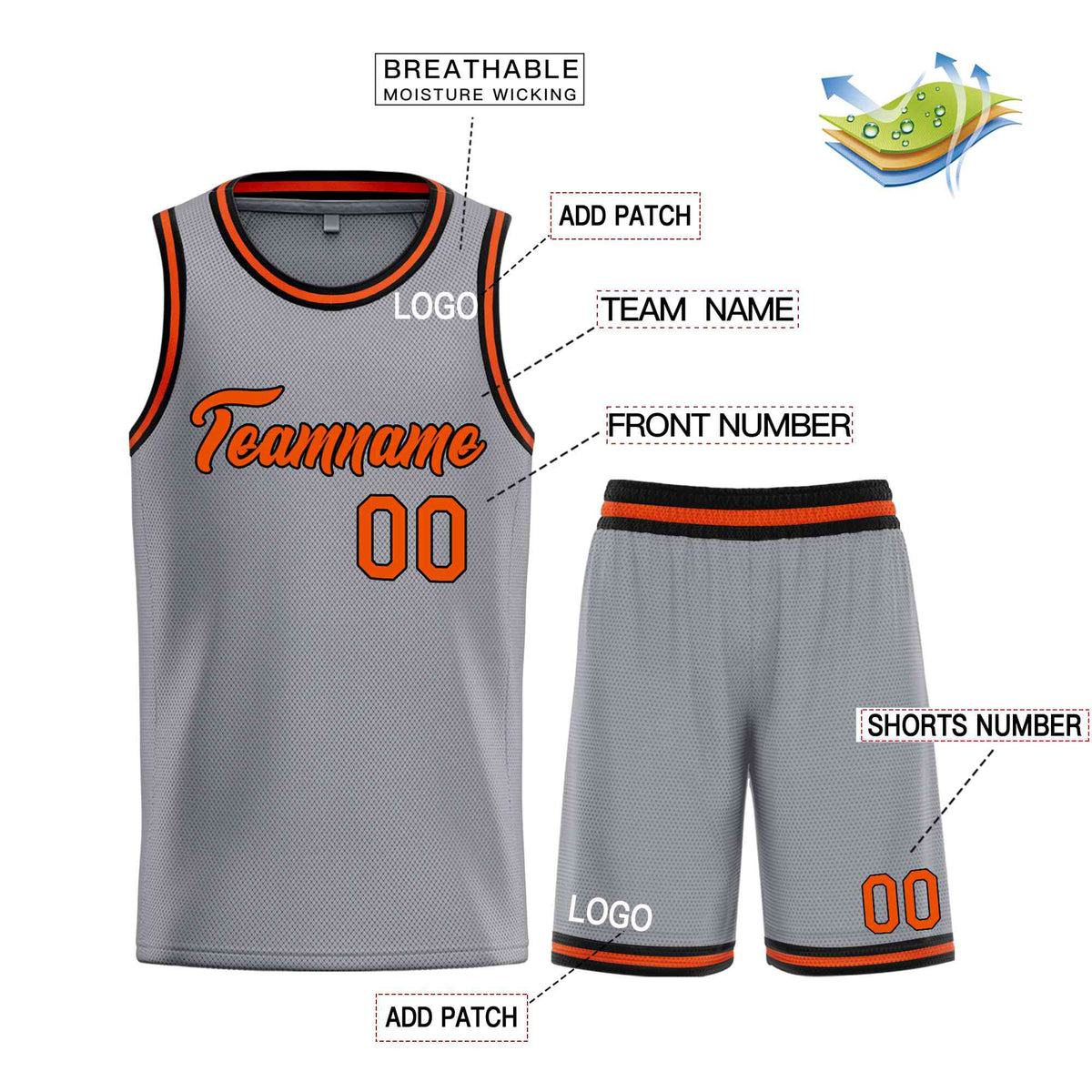 Custom Dark Gray Orange-Black Heal Sports Uniform Classic Sets Basketball Jersey Limited