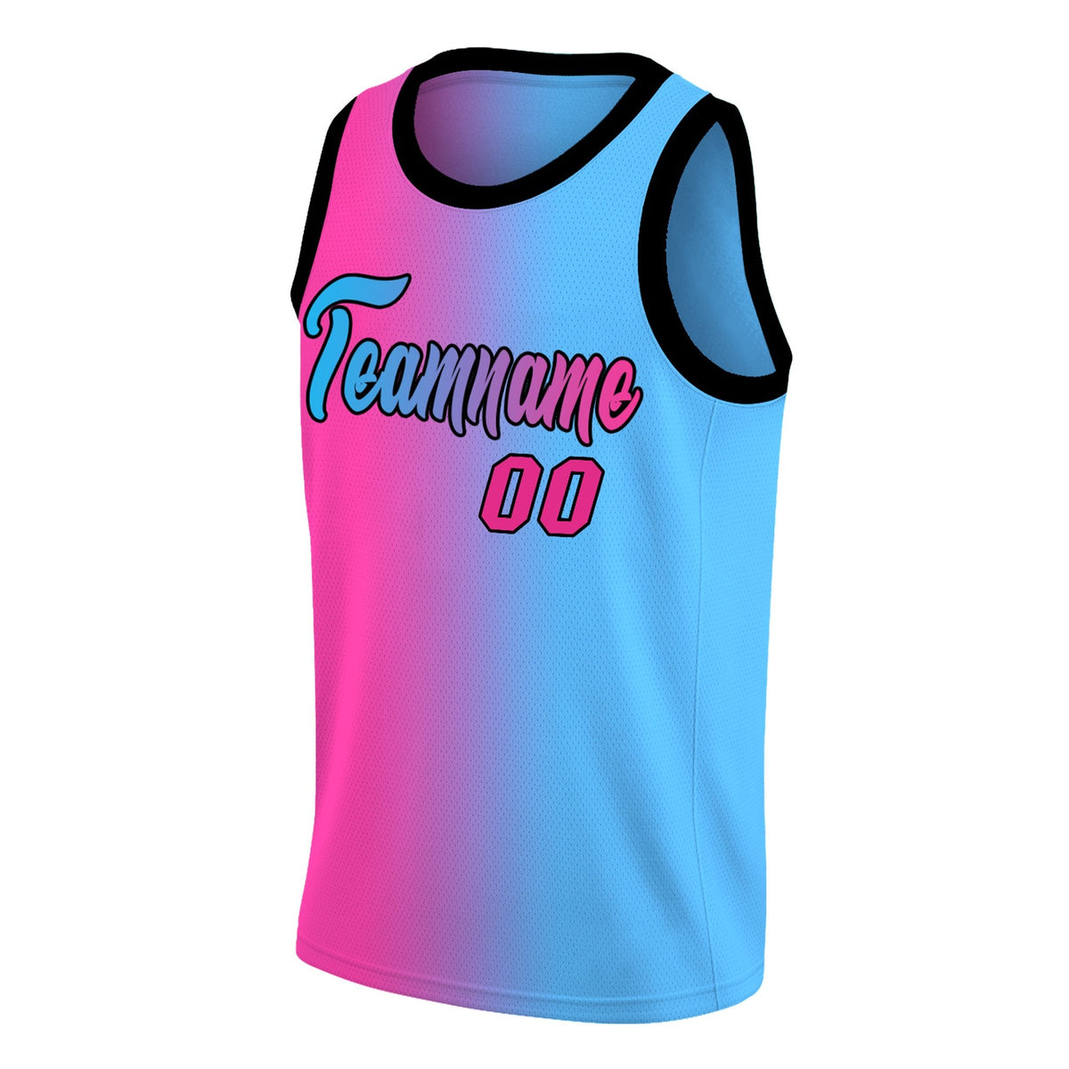 Custom Pink Black-Light Blue Gradient Fashion Tops Basketball Jersey Limited