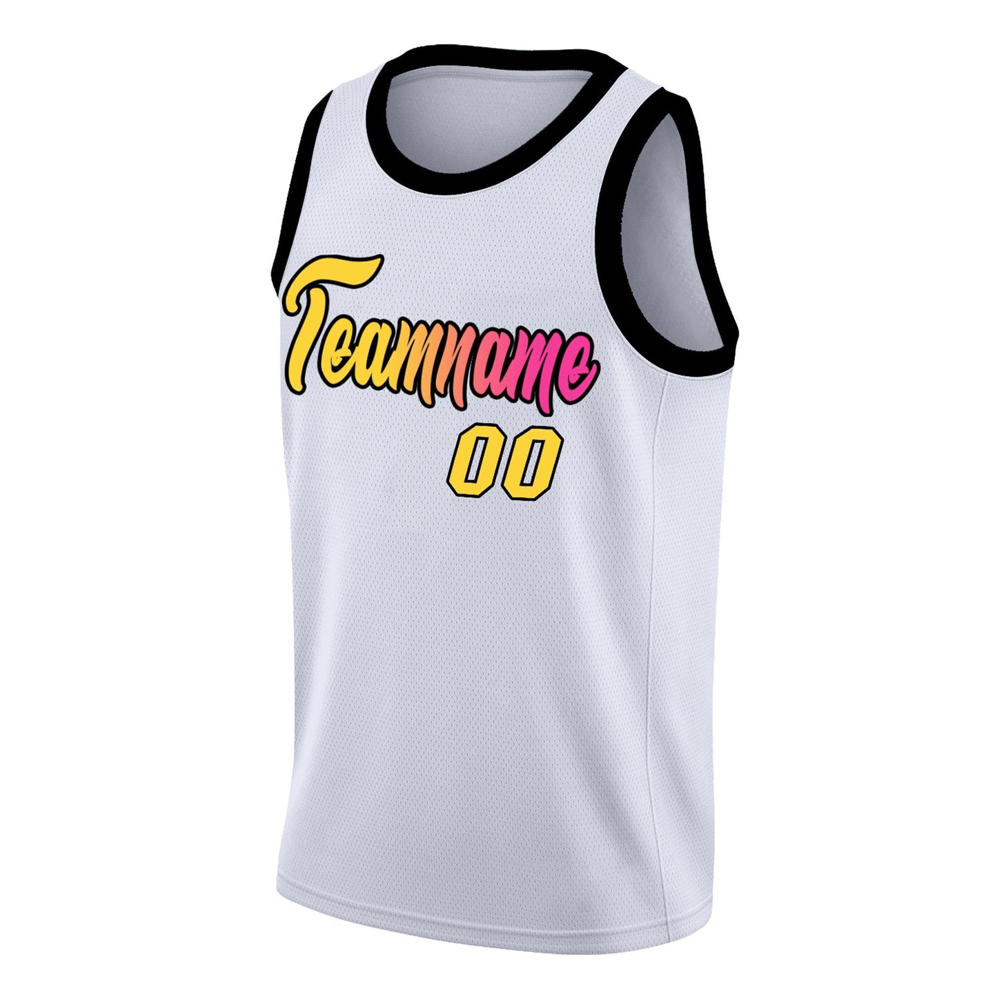 Custom White Pink-Black Gradient Fashion Tops Basketball Jersey Limited