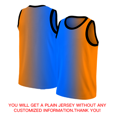 Custom Blue Orange-Black Gradient Fashion Tops Basketball Jersey Limited