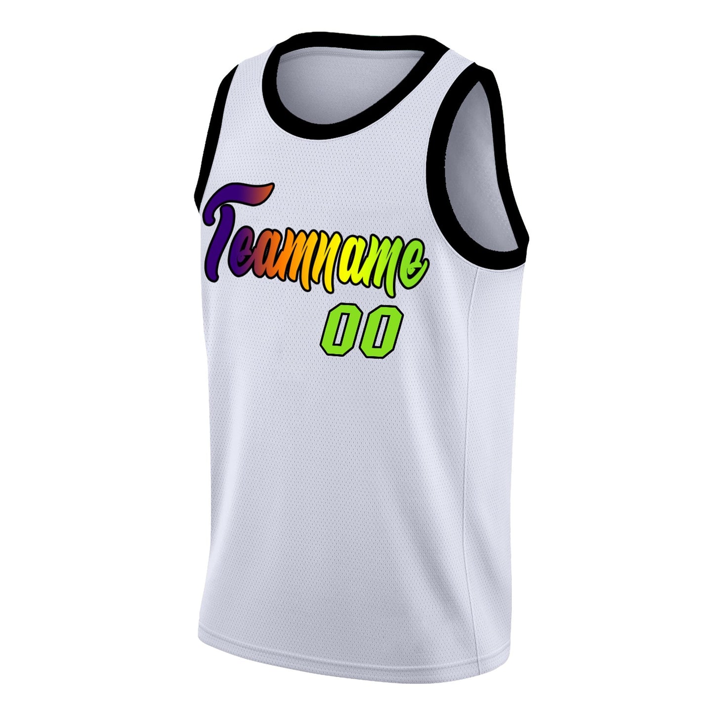 Custom White Black-Green Gradient Fashion Tops Basketball Jersey Limited