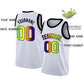 Custom White Purple-Green Gradient Fashion Tops Basketball Jersey Limited
