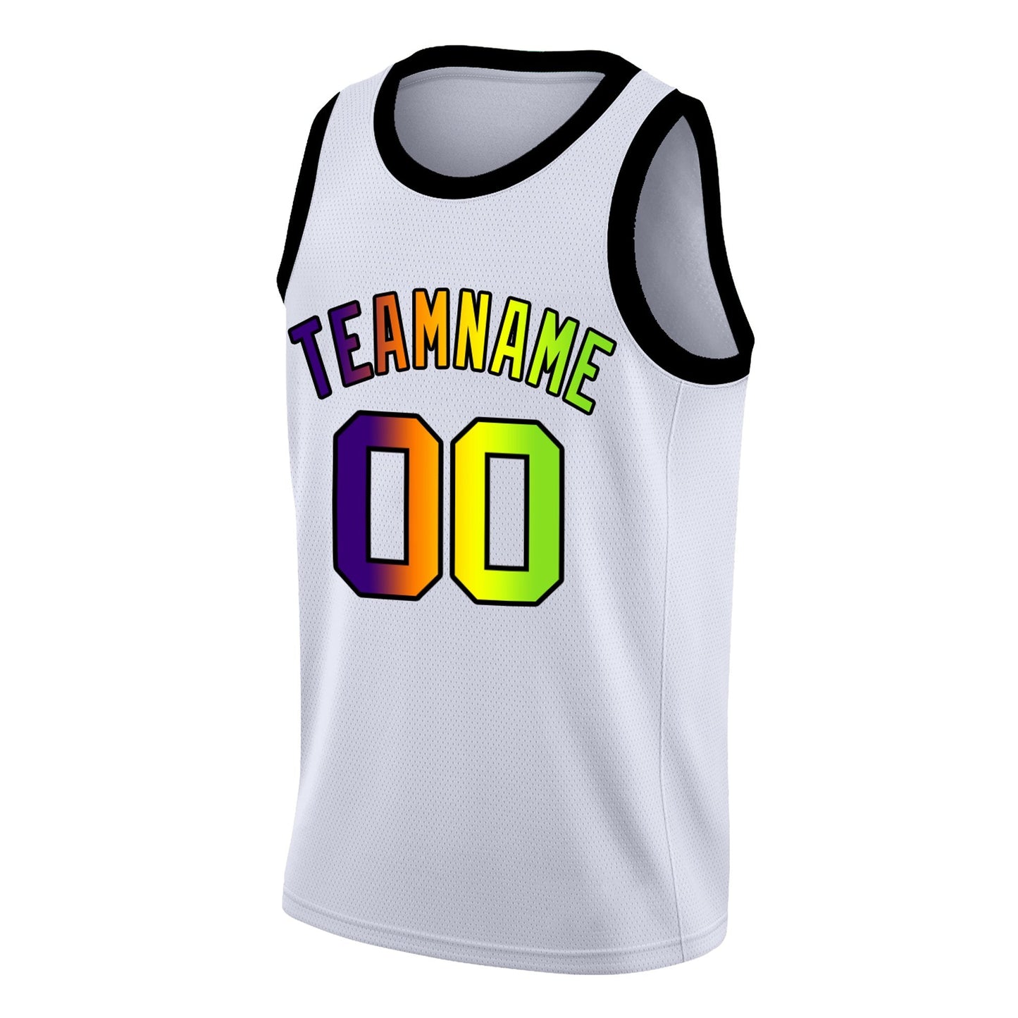 Custom White Purple-Green Gradient Fashion Tops Basketball Jersey Limited