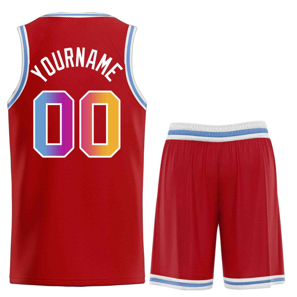 Custom Red Powder Blue-White Classic Sets Curved Basketball Jersey Limited