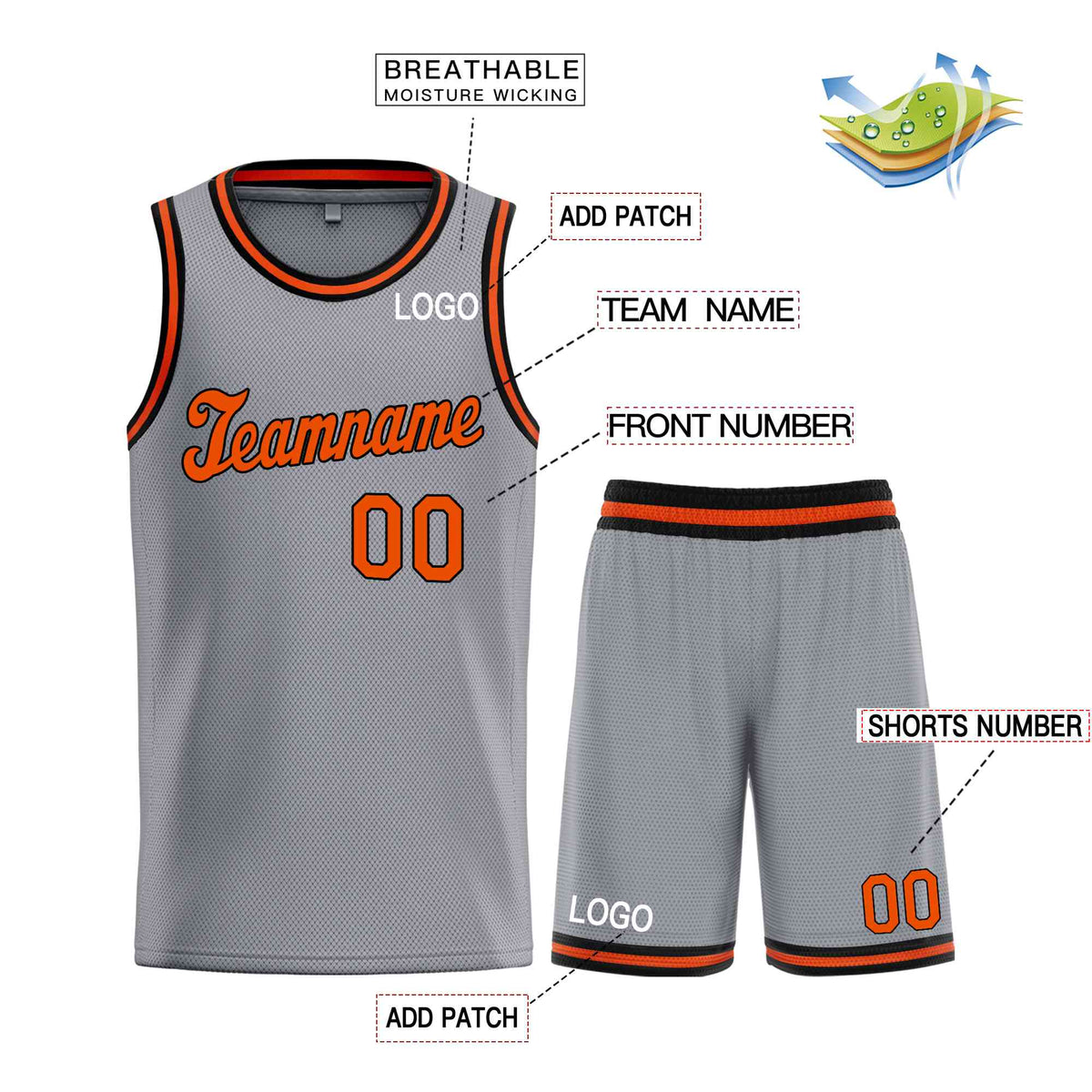 Custom Dark Gray Orange-Black Classic Sets Sports Uniform Basketball Jersey Limited