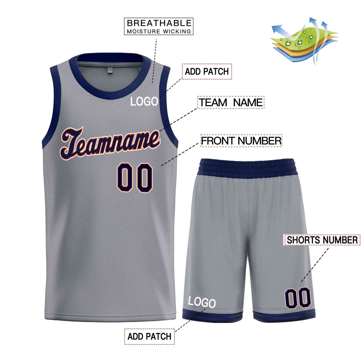Custom Dark Gray Navy-Orange Classic Sets Sports Uniform Basketball Jersey Limited