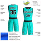Custom Aqua Black-White Round Neck Sublimation Basketball Suit Jersey Limited