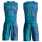 Custom Teal Purple-White Round Neck Sublimation Basketball Suit Jersey