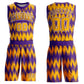 Custom Purple Gold-White Round Neck Sublimation Basketball Suit Jersey
