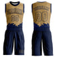 Custom Old Gold Navy Color Splash Round Neck Sublimation Basketball Suit Jersey