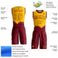 Custom Yellow Maroon Color Splash Round Neck Sublimation Basketball Suit Jersey Limited