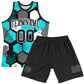 Custom Aqua Black-White Geometric Shape Round Neck Sublimation Basketball Suit Jersey Limited