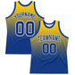 Custom Yellow Royal-White Fade Fashion Round Neck Sublimation Basketball Suit Jersey