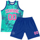 Custom Teal Pink Royal-White Splash Round Neck Sublimation Basketball Suit Jersey Limited