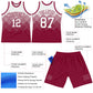 Custom White Maroon Gradient Square Shapes Round Neck Sublimation Basketball Suit Jersey Limited
