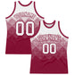 Custom White Maroon Gradient Square Shapes Round Neck Sublimation Basketball Suit Jersey
