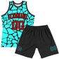 Custom Aqua Red-Black Abstract Network Round Neck Sublimation Basketball Suit Jersey Limited