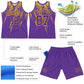 Custom Purple Yellow Splash Round Neck Sublimation Basketball Suit Jersey Limited