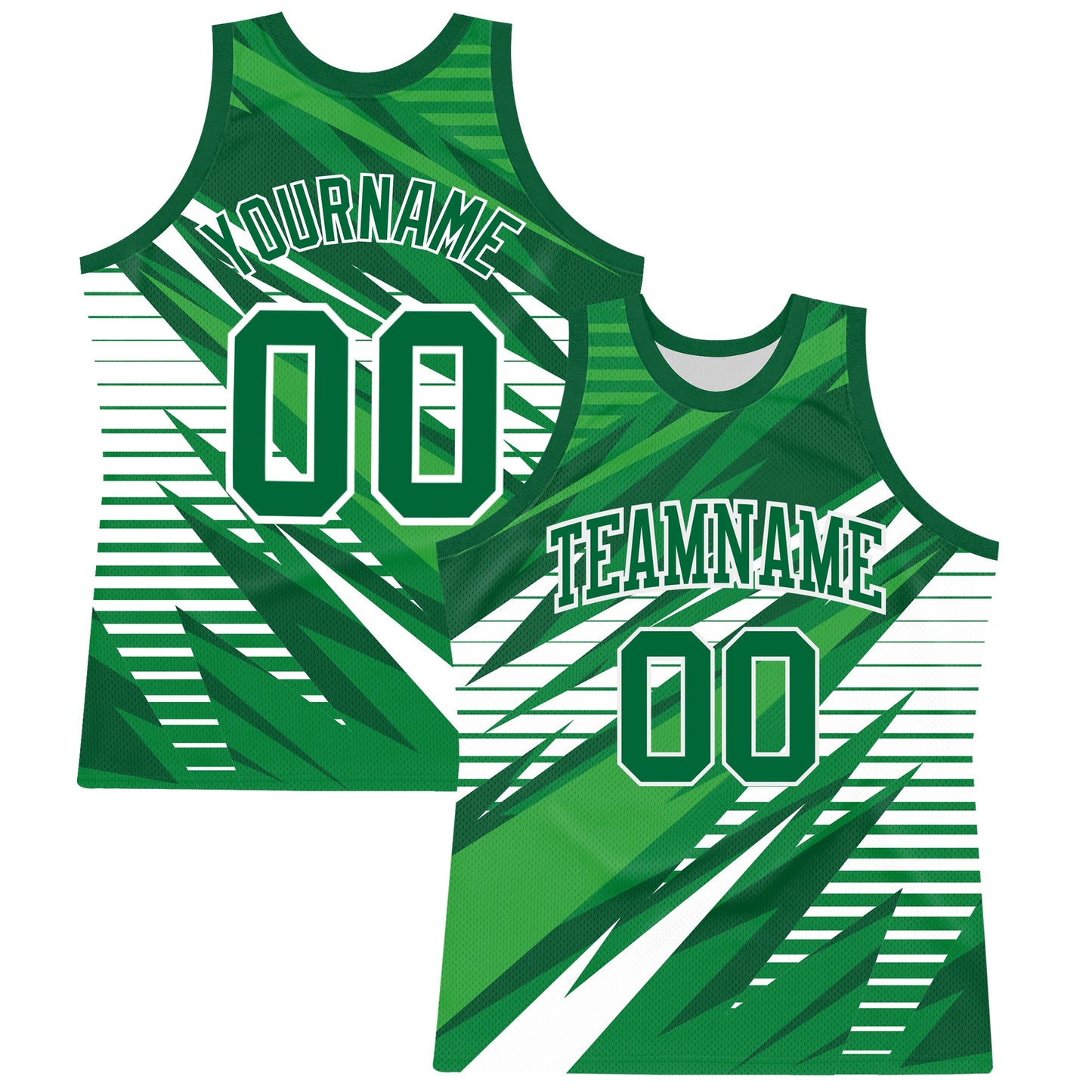 Custom Kelly Green White Line Round Neck Sublimation Basketball Suit Jersey