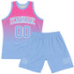 Custom Pink Light Blue-White Fade Fashion Round Neck Sublimation Basketball Suit Jersey Limited