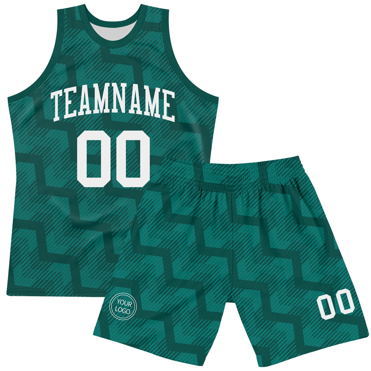 Custom Green White Line Round Neck Sublimation Basketball Suit Jersey Limited