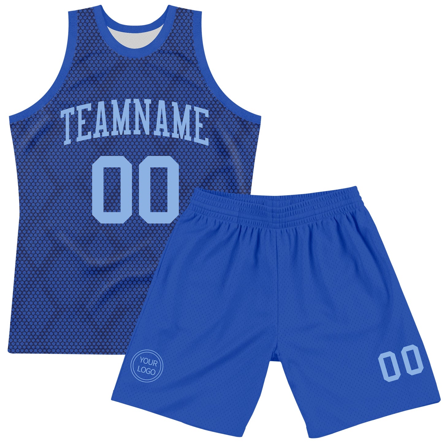 Custom Royal Light Blue Dot Round Neck Sublimation Basketball Suit Jersey Limited