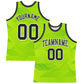Custom Neon Green Black-White Line Round Neck Sublimation Basketball Suit Jersey