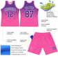 Custom Purple Pink-White Gradient Square Shapes Round Neck Sublimation Basketball Suit Jersey Limited