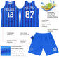 Custom Royal White Line Round Neck Sublimation Basketball Suit Jersey Limited