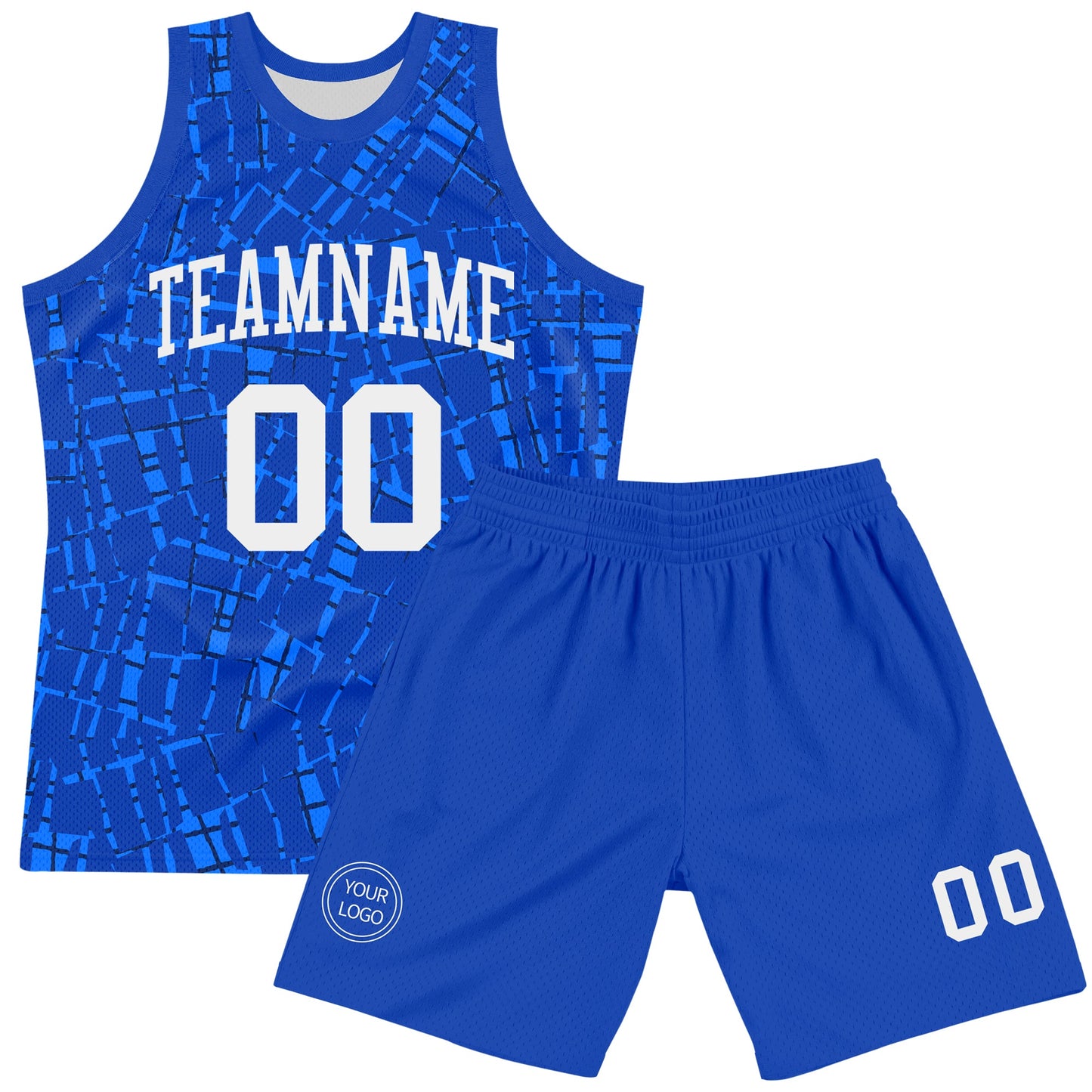 Custom Royal White Round Line Neck Sublimation Basketball Suit Jersey Limited