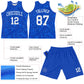 Custom Royal White Round Line Neck Sublimation Basketball Suit Jersey Limited