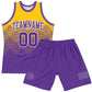 Custom Yellow Purple-White Gradient Square Shapes Round Neck Sublimation Basketball Suit Jersey Limited