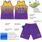 Custom Yellow Purple-White Gradient Square Shapes Round Neck Sublimation Basketball Suit Jersey Limited