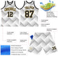 Custom White Black-Old Gold Geometric Shape Round Neck Sublimation Basketball Suit Jersey Limited