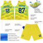 Custom Gold Royal-Light Blue Line Round Neck Sublimation Basketball Suit Jersey Limited