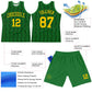 Custom Kelly Green Yellow Geometric Shape Round Neck Sublimation Basketball Suit Jersey Limited