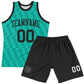 Custom Teal White Line Round Neck Sublimation Basketball Suit Jersey Limited