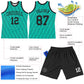 Custom Teal White Line Round Neck Sublimation Basketball Suit Jersey Limited