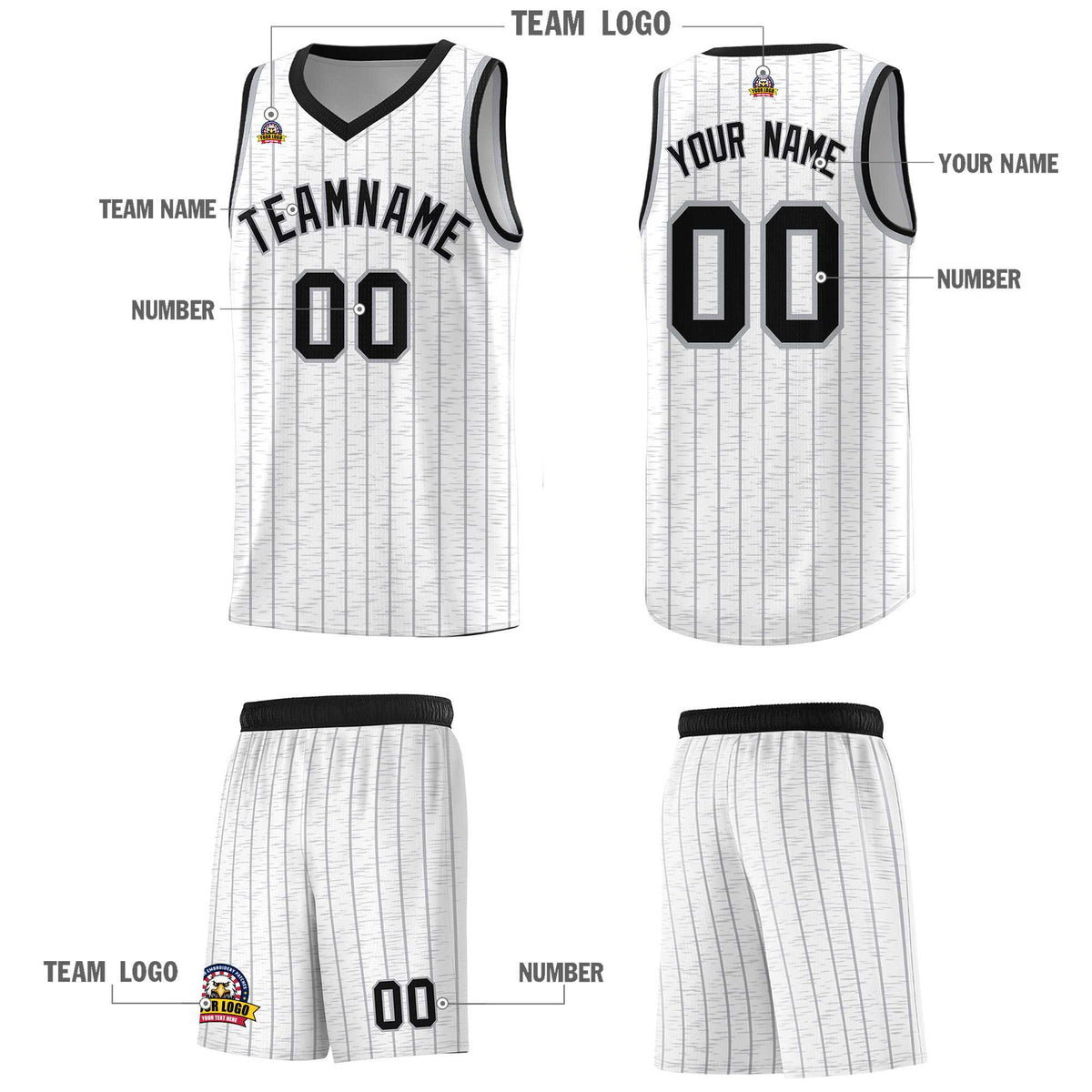 Custom White Custom Gray Pinstripe Retro Sets Uniform Basketball Jersey Limited
