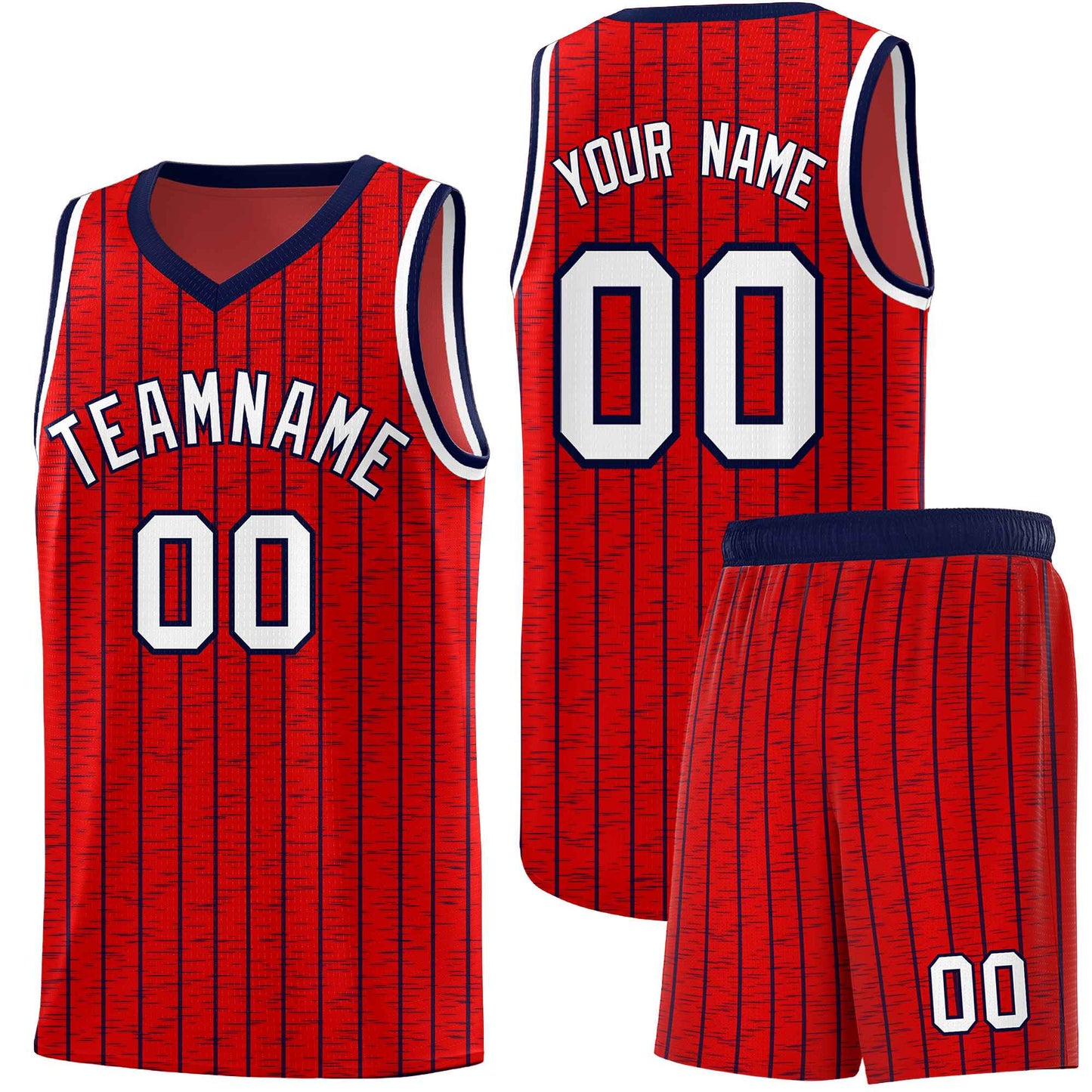 Custom Red Custom Gray Pinstripe Retro Sets Uniform Basketball Jersey